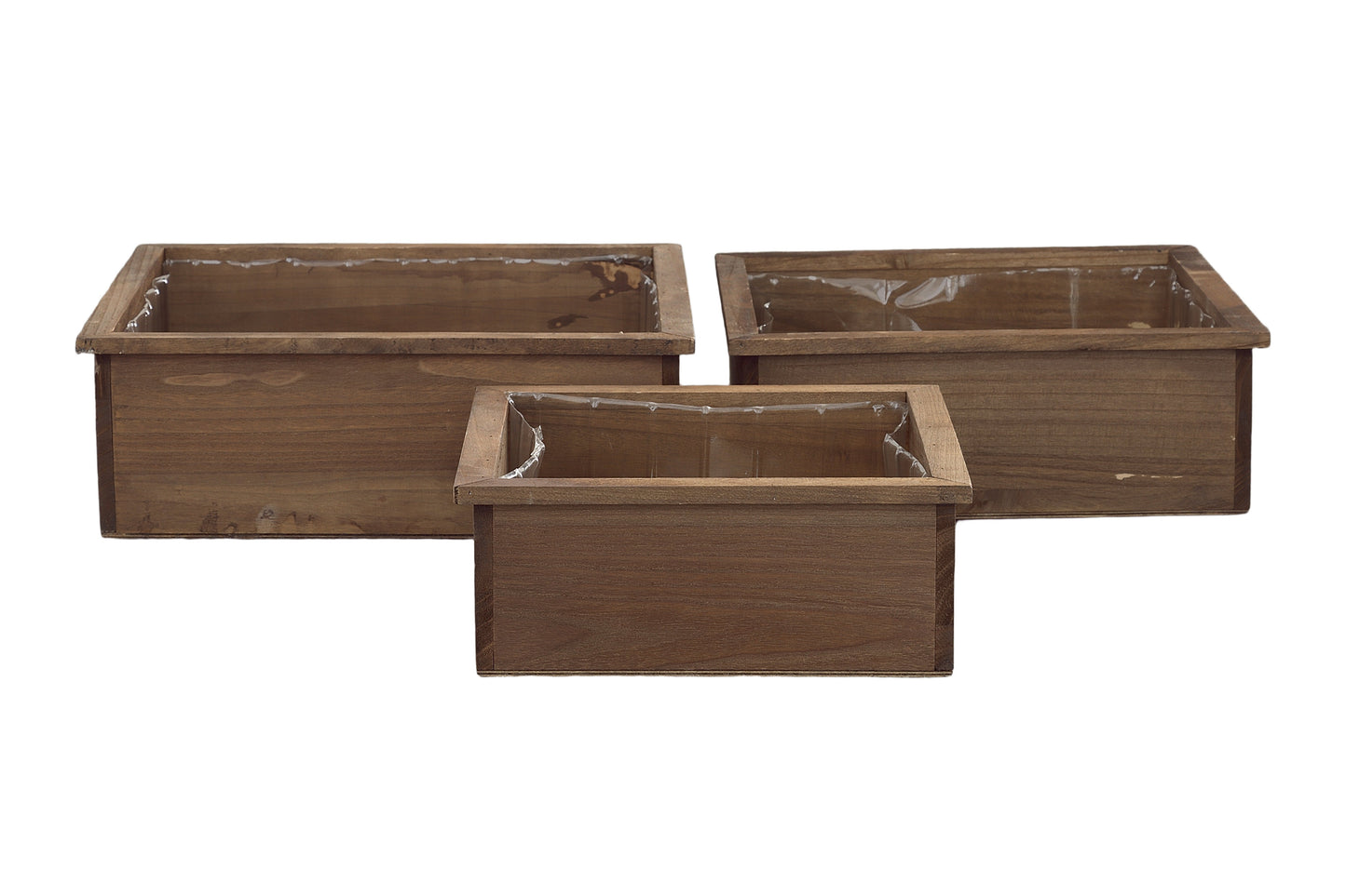 Wooden Square Planter Set of Three Matte Finish