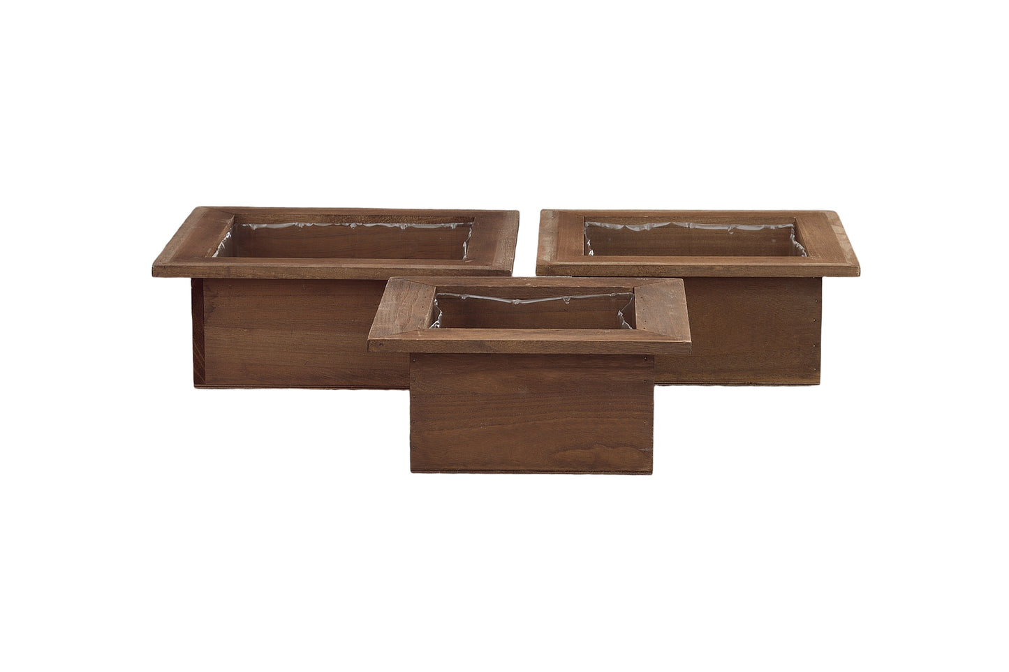 Wooden Square Planter Set of Three Matte Finish