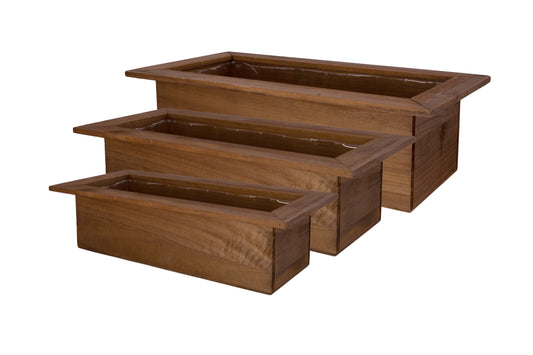 Wooden Planter Set of Three Brown-8.00"H