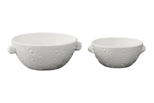 Ceramic Pot Set of Two Gloss Finish White-9.75"H