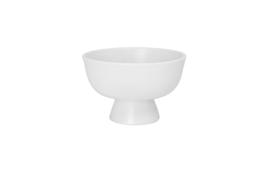 Ceramic Pedestal Small Bowl Finish in Matt White-6.75"H