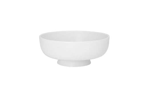 Ceramic Pedestal Low Bowl Matt White-4.75"H