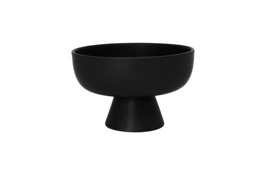 Ceramic Pedestal Bowl Large Finish in Matt Black-7.50"H