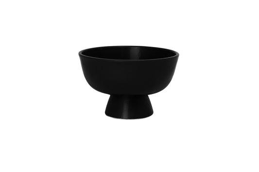 Ceramic Pedestal Bowl Small Finish in Matt Black-6.75"H