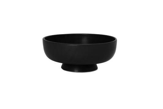 Ceramic Pedestal Low Bowl Finish in Matt Black-4.75"H