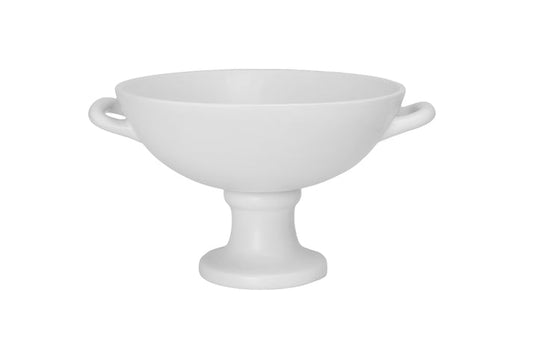 Ceramic Pedestal Bowl White Handle Finish 9.50"H