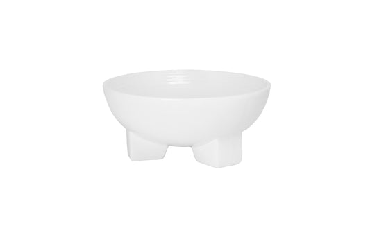 Ceramic Bowl With Feet Shinny White-5.50"H