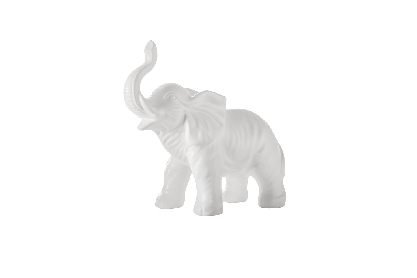 Ceramic Standing Elephant Gloss Finish White-9.00"H