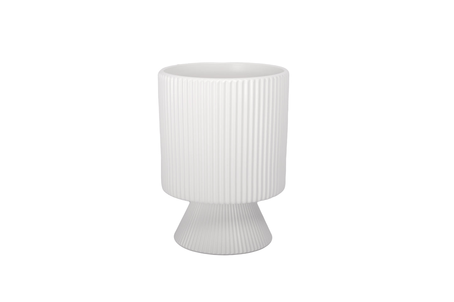 Dolomite Ceramic Pot Matte White-9.75"H