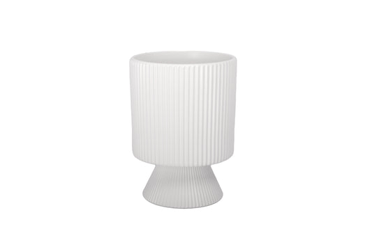 Dolomite Ceramic Pot Matte White-9.75"H