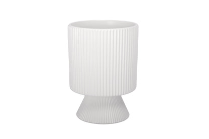 Dolomite Ceramic Pot Matte White-9.75"H