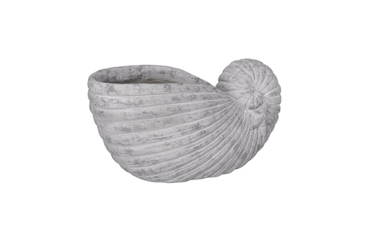 Polyresin Shell Planter Grey-10.50"H