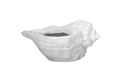 Polyresin Shell Planter White-10.25"H