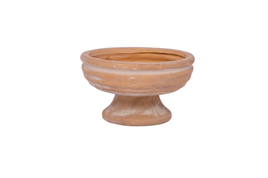 Terecotta Round Urn LG Finish White Wash-5.75"H