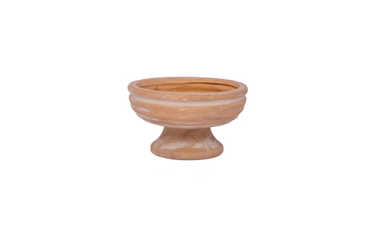 Terecotta Round Urn LG Finish White Wash-5.75"H