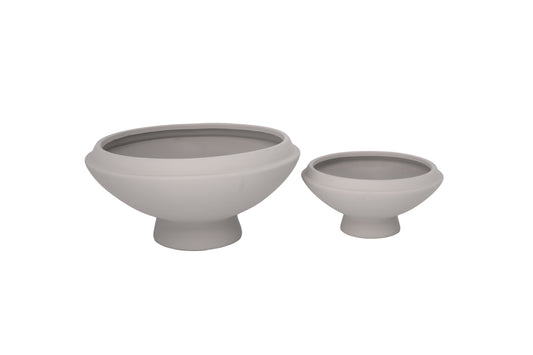 Terracotta Round Pot Set of Two Gray-8.00"H