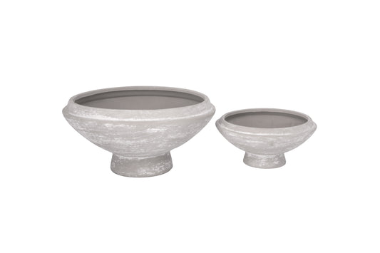 Terracotta Round Pot Set of Two Gray-8.00"H