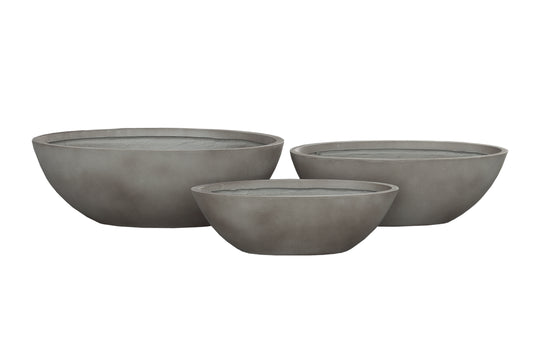 Boat Shape Planter Set of Three Finish Gray-9.00"H