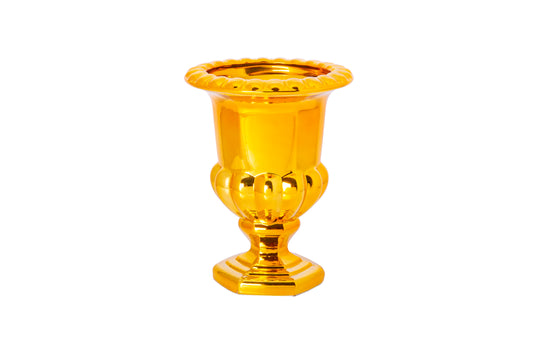 Glass classic pedestal urn vase MD finish Electro Plated Gold-8.0"H