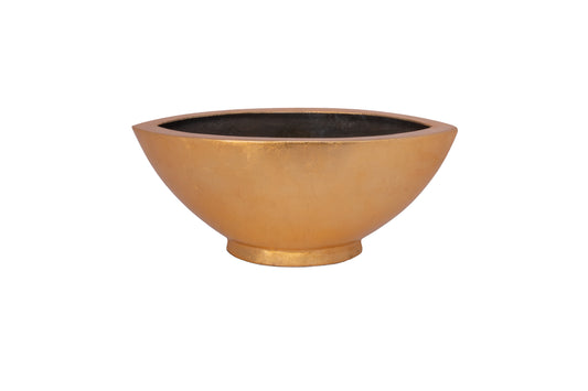 Polystone Gold leaf Planter Boat Shape Planter with Base Finish Gold-13.00"H