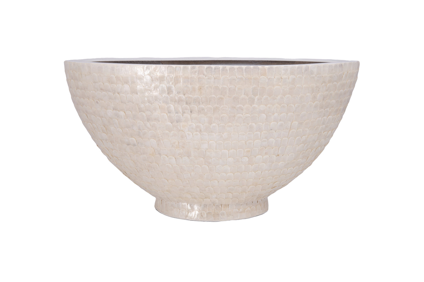 Capri Shell Boat Shape Planter with Base Gloss Finish Cream..24.00"x12.00"x13.00"H