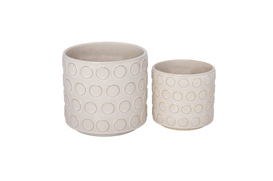 Ceramic Round Planter Set Of Two Gloss Finish Reactive