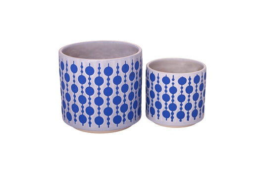 Ceramic Round Planter Set Of Two Gloss Finish Reactive