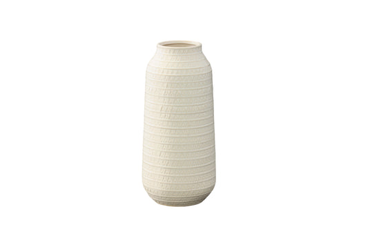 Ceramic Round Vase Gloss Finish White-14.75"H