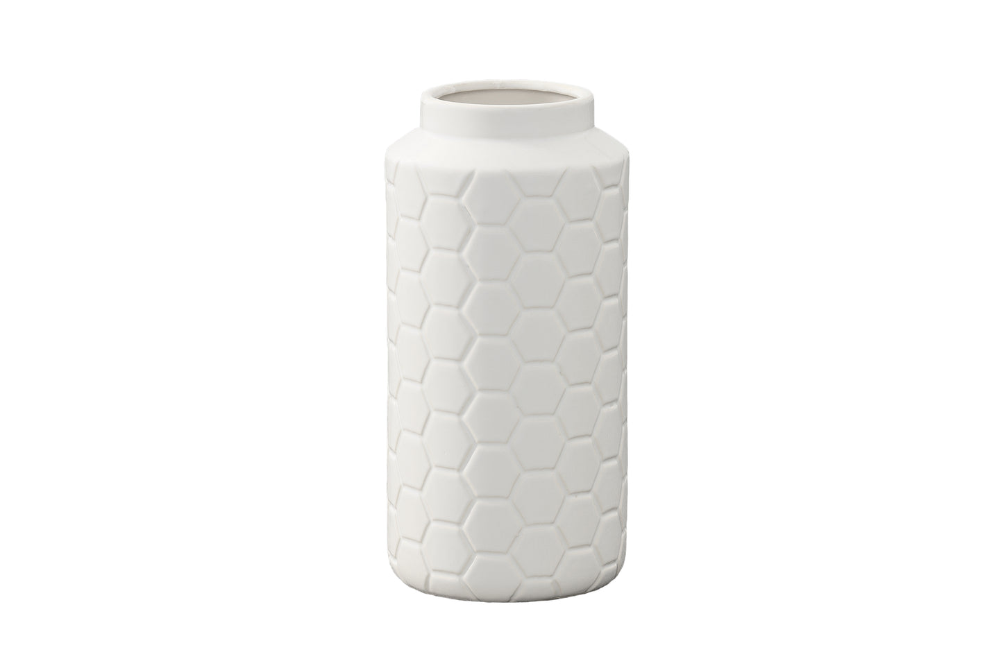 Ceramic Round Vase with Seamleass Octagon Pattern Design