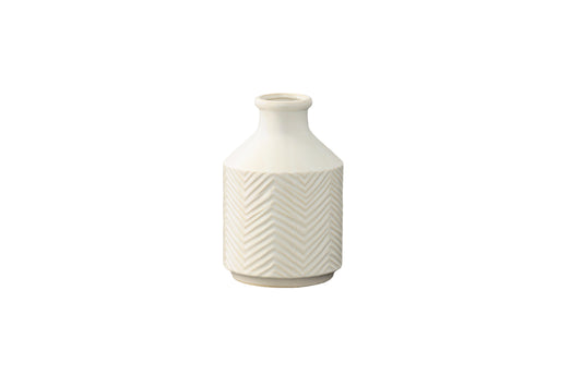 Ceramic Round Vase Gloss Finish White-10.00"H