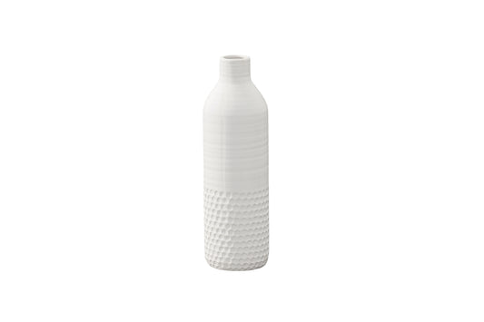 Ceramic Round Bottle Vase Matte Finish White-14.25"H