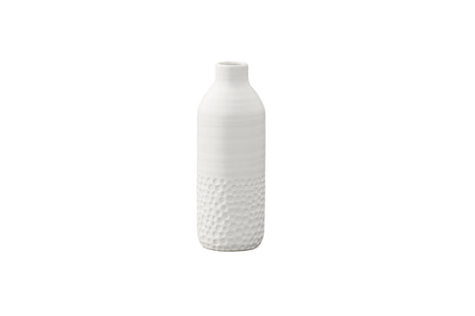 Ceramic Round Bottle Vase Matte Finish White-14.25"H