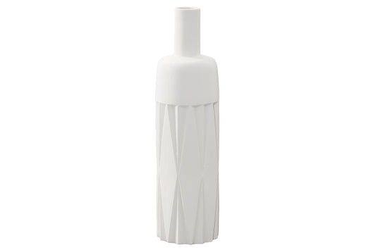 Ceramic Round Bottle Vase Matte Finish White-20.00"H