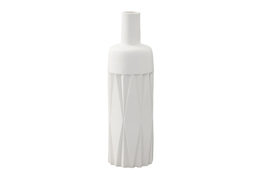 Ceramic Round Bottle Vase Matte Finish White-20.00"H