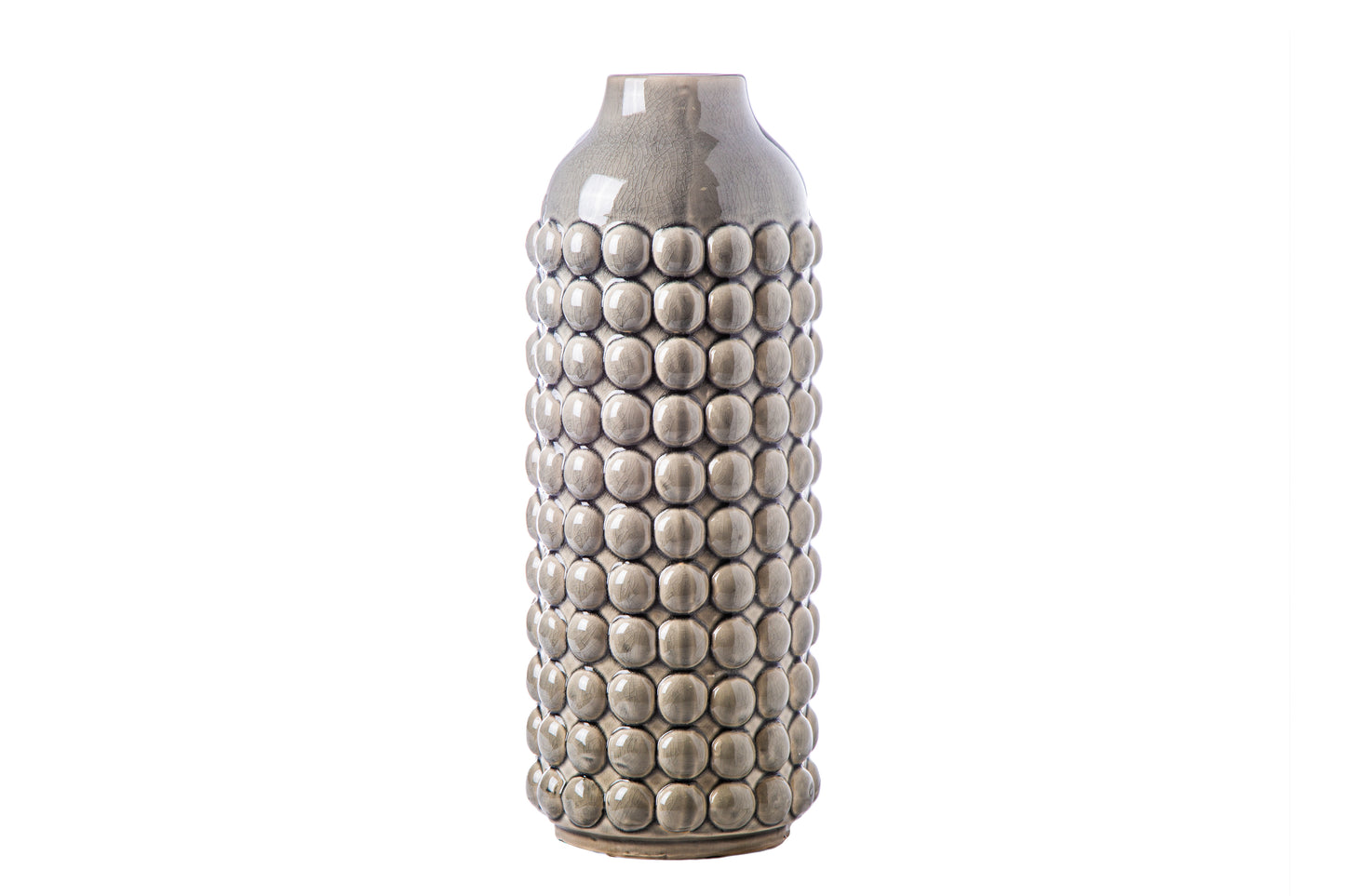 Ceramic Round Vase with Embossed Bubbled Pattern Design Body Matte Finish