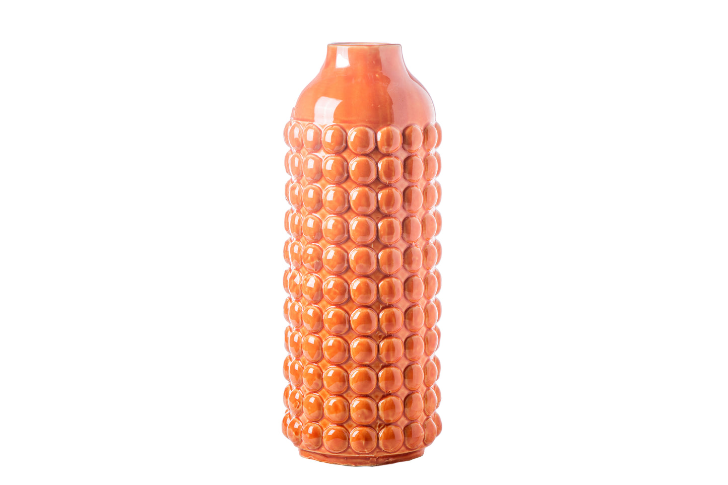 Ceramic Round Vase with Embossed Bubbled Pattern Design Body Matte Finish