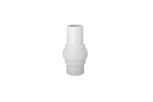 Ceramic Vase Matte Finish White-14.00"H