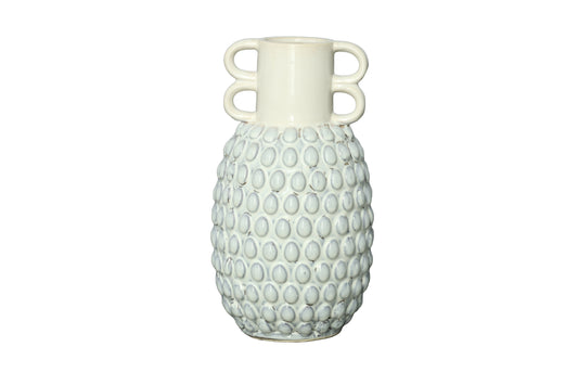 Ceramic Vase Gloss Finish White-13.00"H