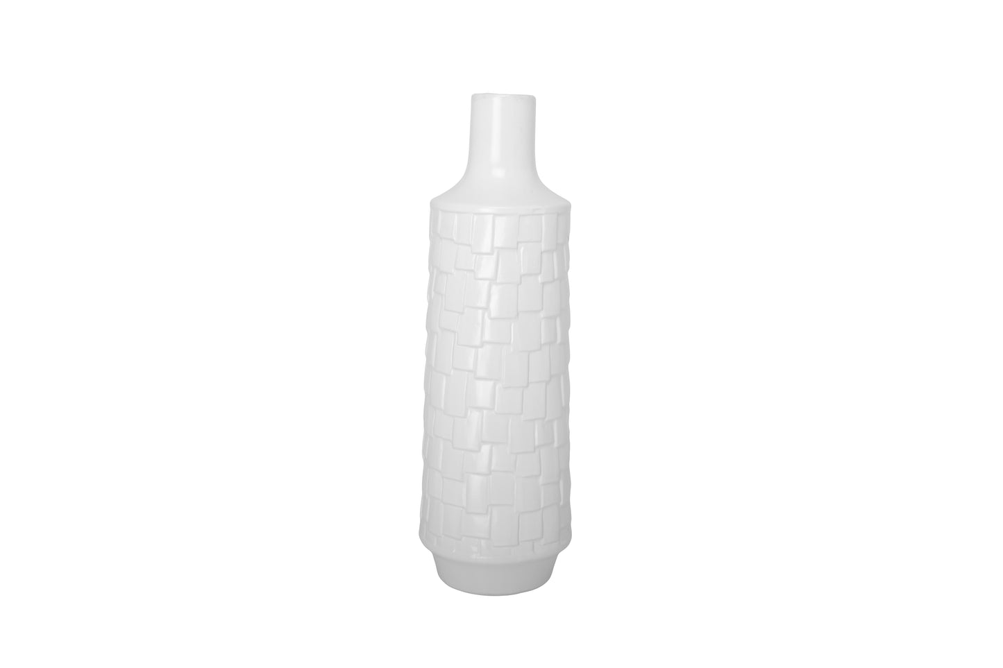 Ceramic Vase Matte Finish White..6.50"x6.50"x20.00"H