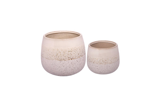 Ceramic Pot Set of Two White-7.25"H