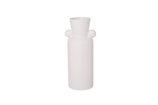 Ceramic Vase Glazed Matte White-11.75"H