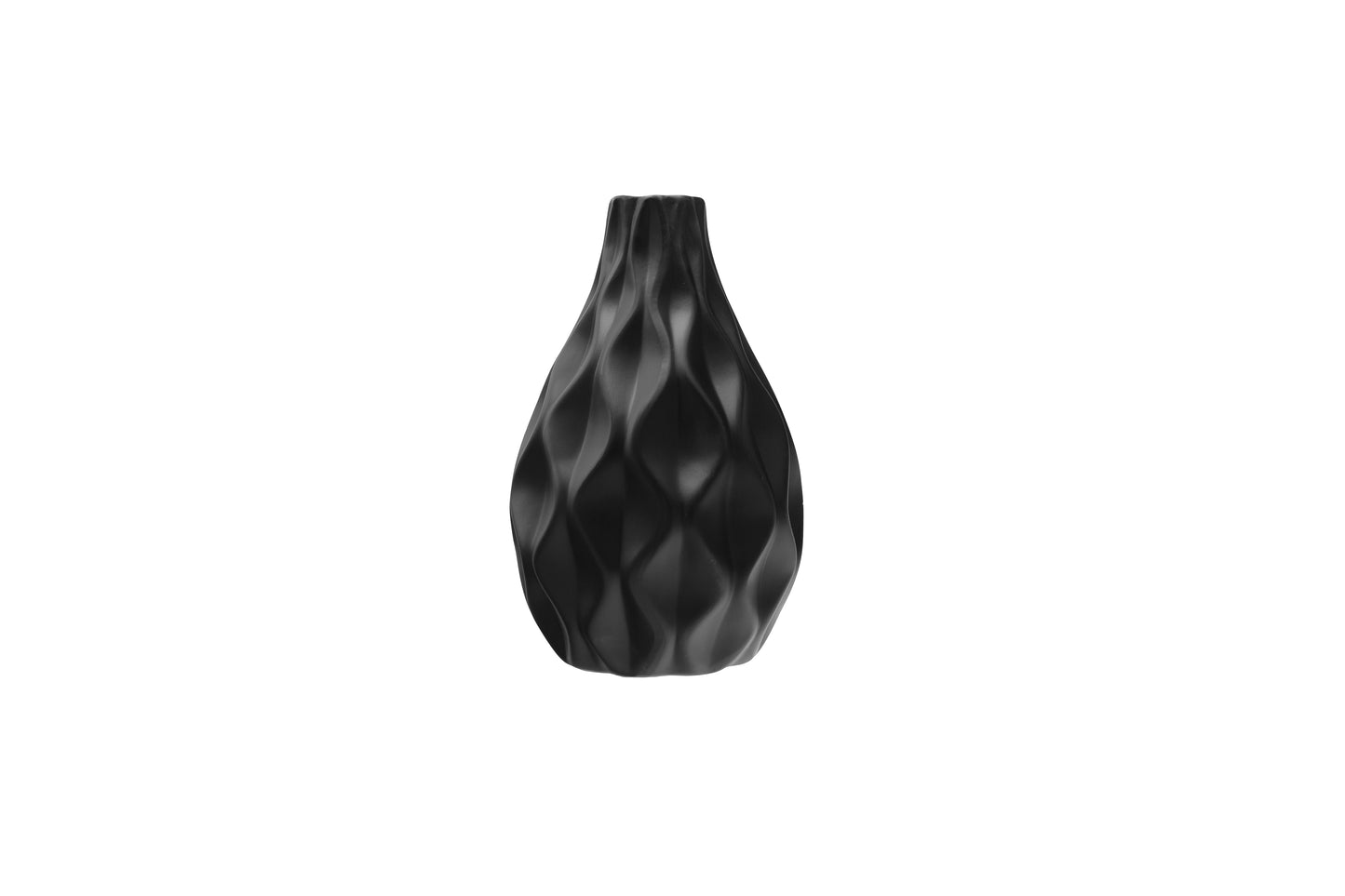 Ceramic Round Bellied Vase Matte Finish Black-11.25"H