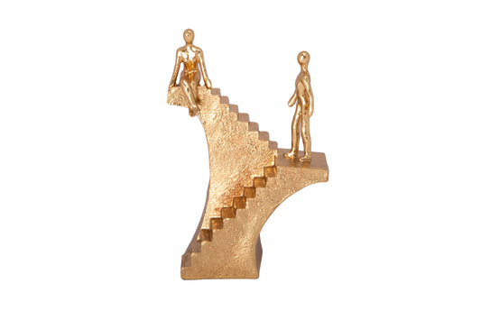 Resin Climb Stairs Figure Gold-10.00"H