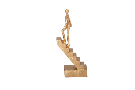 Resin Climb Stairs Figure Gold-9.75"H