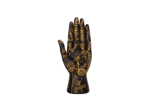 Resin Hand Black and Gold-9.75"H