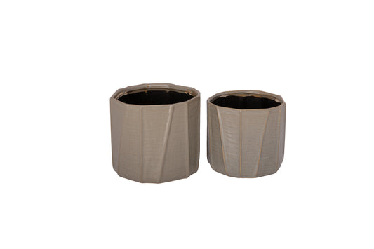 Stoneware Pot Set of Two Brown-6.50"H