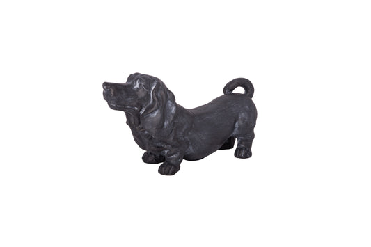 Polyresin Dog Figurine Antique Black-10.00"H