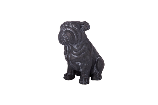 Polyresin Bulldog Figurine Antique Black-14.00"H