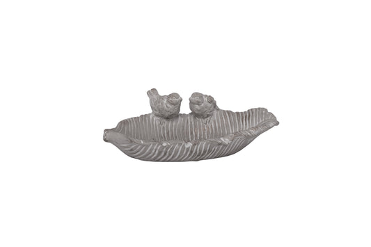 Cement Bird Bath Gray-3.75"H