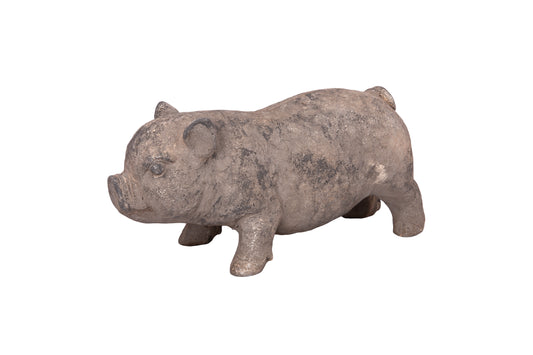 Fiberglass Pig Figurine Gray-10.00"H